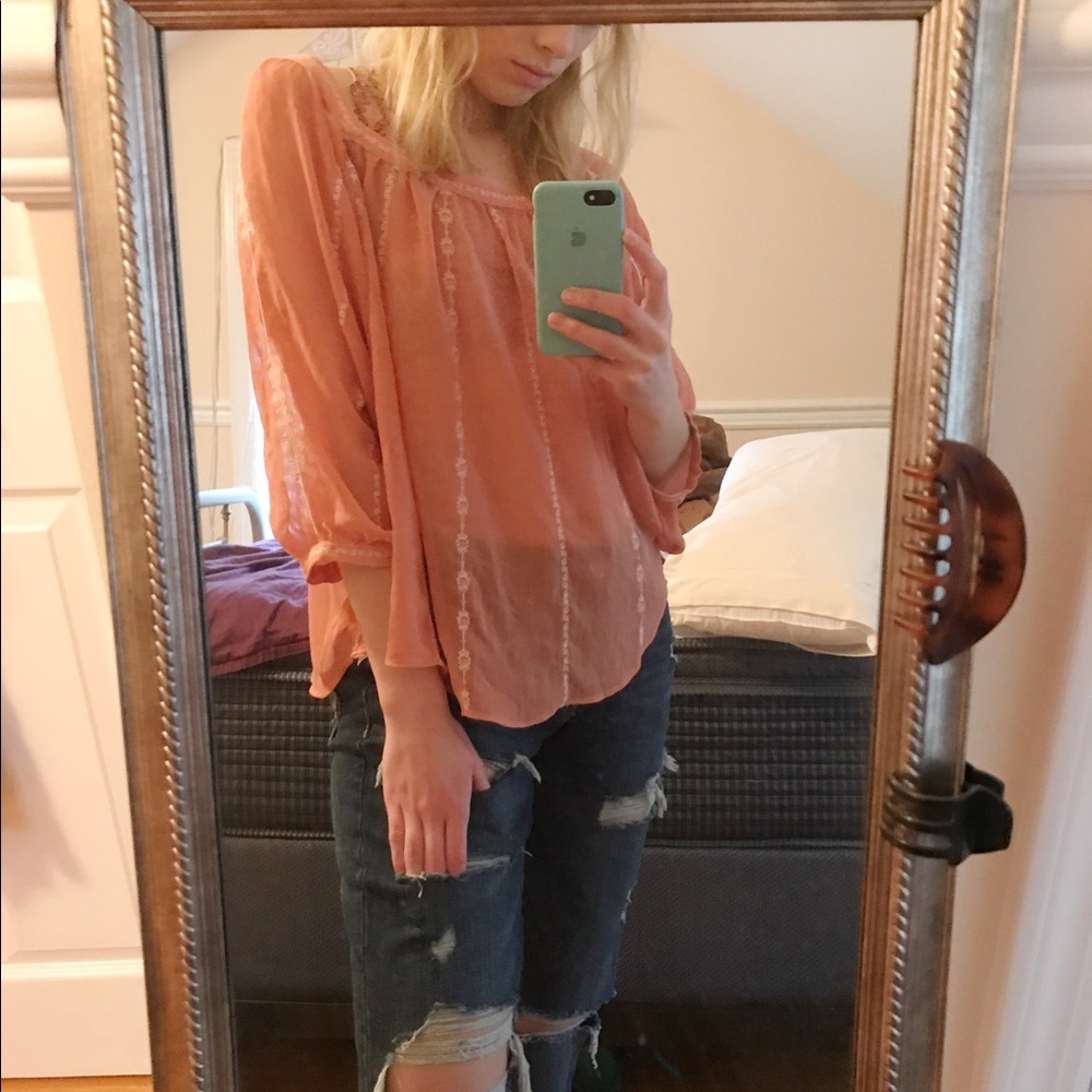 Flowy peach blouse